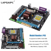 Lapsaipc P45 Motherboard Fast Ethernet Desktop Mainboard Socket LGA 771/775 Dual Board DDR3 8GB Support L5420