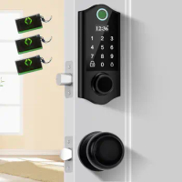 Fingerprint Door Lock, Keyless Entry Door Lock with Handle, Smart Front Door Lock Set, Electronic Keypad Deadbolt, Auto Lock