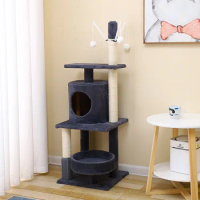 modern branch solid wooden cat tree durable cat for indoor climbing house toy hammock cat climbing frame sisal rope