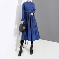 【秋冬服飾 傘裙腰帶洋裝】義大利設計款！現貨！黑／藍兩色