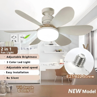 【COD】E27 Smart Fan Light 40W 30W Wireless Remote Control Led Ceiling Fan Lamp 6 Blades Small Silent