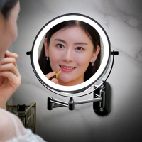 【免運】可開發票 浴室化妝鏡led免打孔壁掛折疊帶燈鏡子酒店衛生間伸縮雙面梳妝鏡