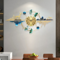 新中式創意鐘表客廳餐廳時鐘輕奢掛鐘掛墻鐘飾銀杏葉藝術大氣掛表