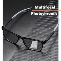 New TR90 Photochromic Multifocal Glasses Vintage Progressive Reading Glasses Men Women Anti-blue Sports Eyeglasses +1.0+4.0