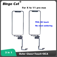 Touch Screen Digitizer Glass Lens Panel With OCA Goose Long Flex Cable No Need Soldering for Apple iPhone X XS max Spare Parts