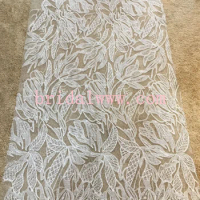 LV0506BCL quality beaded bridal lace fabric off white light ivory