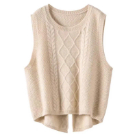 Áo Vest Len Merino, Cổ Thuyền Nữ, Dệt Kim Mùa Thu Đông, Tay Áo, Một Bên Vai, Áo Len Ấm Áp, Thời Tran