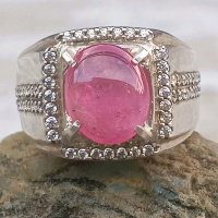 batu Ruby pink ring perak elegant