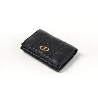 Dompet CHRISTIAN DIOR CARO GHW BLACK CALFSKIN WALLET 100% ORIGINAL 11X8CM