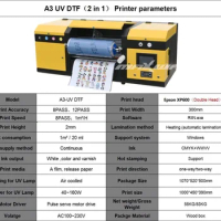 A3 UV DTF Printer I3200 UV DTF Sticker Printer Machine 2 IN 1 UV DTF Printer For Metal Glass Bottle Wooden Plastic