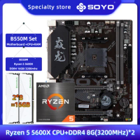 SOYO AMD B550M Motherboard with Ryzen 5 5600X CPU &amp; Dual-channel DDR4 8GBx2=16G 3200MHz RAM for Desktop Gaming Computer Combo