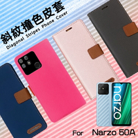 Realme narzo 50A RMX3430 / 50i RMX3235 精彩款 斜紋撞色皮套 可立式 側掀 側翻 皮套 插卡 保護套 手機套