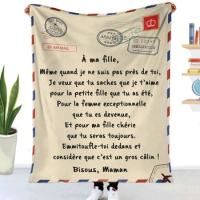 Letter blanket Personalized Plaid Blanket French Winter Christmas Gift Idea Message Sheet Letter For My Daughter Son 150x200cm