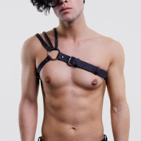 Gay Rave Harness Fetish Men Sexual Chest Leather Harness Belts Adjustable BDSM Gay Body Bondage Harness Strap Rave Gay Clothing