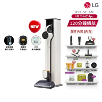 【LG 樂金】CordZero™ A9X 蒸氣濕拖自動集塵無線吸塵器 吸頭收納x除蟎 A9X-STEAM 雪霧白