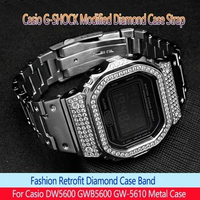 Stainless Steel WatchStrap For Casio Watchband Advanced Retrofit Diamond Case Bracelet DW5600/5610 GMW-B5000 Metal Wristband