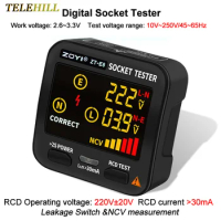 Digital Smart Socket Tester Voltage Detector RCD GFCI NCV Live Test Large Screen Outlet checker EU US UK Plug Ground Zero Line