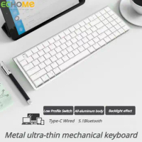 ECHOME Ultra Thin Wireless Mechanical Keyboard Metal Panel Bluetooth Hot Swap Low Profile Linear Switch for Mac Tablet Computer