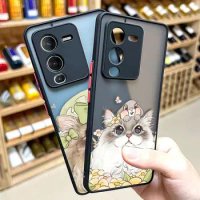 Cute Various Style Cat Matte Phone Case for VIVO X70 5G X60 X50 IQOO NEO 5 V29 V20 V21 V23 V25 PRO PLUS Edge Hard PC Case Shell
