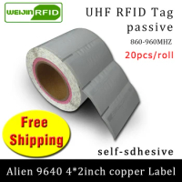 RFID tag UHF sticker Alien 9640 copper label 915m 860-960mhz Higgs3 EPC 6C 20pcs free shipping self-adhesive passive RFID label