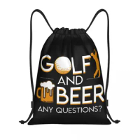 Custom Golf And Beer Drawstring Backpack Bags Men Women Lightweight Gym Sports Sackpack Sacks for Shopping