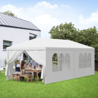 10'x20' White Tent Outdoor Party Tent with 6 Removable Sidewalls, Waterproof Canopy Patio Wedding Gazebo