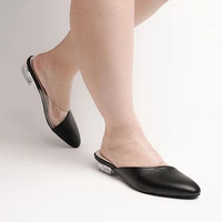 Sandal Kaca Heels Mules Hak Rendah 3cm Ukuran Super Besar | Big Size 41 42 43 44 45 | Sendal Pesta P