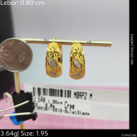 Emas 916,Subang Bulat Stamping 0.8cm Design:300307<M0RP2>S916A(M9)-Size: 1.95cm