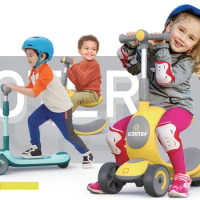 New 3 In1 Scooter for Children Skateboard Baby Kick Scooter Balance Bike with Light Up Wheels Foot Ride for Boys and Girls Kids