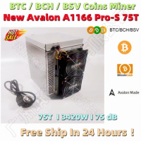 Free Shipping BTC BCH Miner Used Avalon A1166 Pro 75T With PSU Better Than AntMiner S17+ S17e T17 Whatsminer M31S 68T 85T