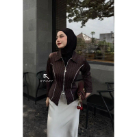 Kelambynan - Dyffa Zipper Shirt Stripe Fitted Korean Style
