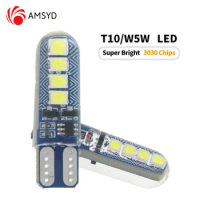 10pcs T10 W5W 3030 8SMD LED Bulbs 168 194 Led Error Free Car Interior License Plate Dome Reading Light Flowing Flashing