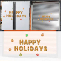 Christmas Letter Happy Holidays Snow Magnetic Door Sticker Holiday Decorative Garage Door Octagon Mirror Tiles Self Adhesive