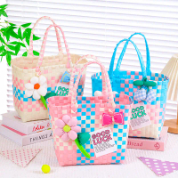 Xiaohongshu Dopamine Woven Gift Basket Handheld Basket Souvenir Fresh Style Vegetable Basket Rattan 