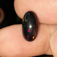 Natural BlackOpal Kalimaya Dim:est 13.5x7x4mm 2.8ct Full Jarong Kembang Fire Top Oval Cabochon Code 