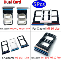 5Pcs，Dual Card For Xiaomi Mi 10 Pro 10T Lite Mi 10 Note / Mi CC9Pro SIM Card Holder Tray Chip slot drawer Holder Adapter Socket