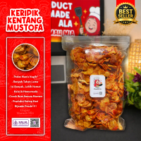 Keripik Kentang Mustofa Slice Bulat Pedas Manis Daun Jeruk 500gr/1kg Kemasan Ziplock Cemilan Renyah 