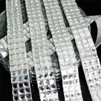 1.8M*1CM Mirror Mosaic Tiles Self-adhesive Crystal Diamond Glass Wall Sticker