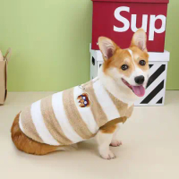 Corgi Dachshund Big Dog Clothes Autumn Winter New Short Leg Dog Pet Clothing Striped Velvet Vestiti 