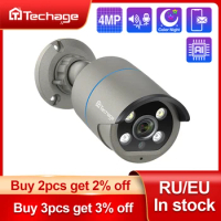 Techage H.265 4MP Two Way Audio POE IP Camera IP66 Waterproof Outdoor Video CCTV Security Surveillance Camera for POE NVR System