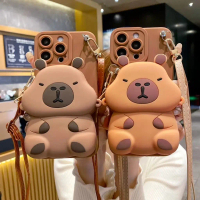 เคสโทรศัพท์แบบนิ่มพร้อมสายคล้องคอแบบยืน มีขาตั้งกระเป๋าสตางค์ลายการ์ตูน สำหรับ OPPO Realme 5 5i 5s 7
