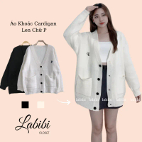 Áo Khoác Cardigan Len Chữ P 4 Cúc Form Rộng , Labibi