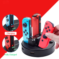 Portable Accessories For Nintendo Switch Controller Charger Dock Station For Switch Joycon Ac Adapter Support 4 Joy-con Charging