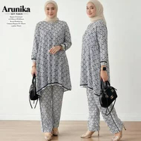 Namira One Set Wanita Kekinian Tunik Rayon Premium Baju Setelan Celana Kulot Korean Style LD 110 cm 