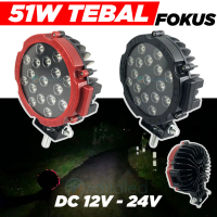 Lampu Sorot 51W HPL Tebal Led Tembak DC 12V 24V Putih Foglamp Mobil Motor Truk Offroad Universal Jim