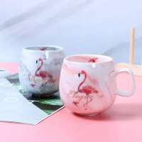 Hot Sale Ins 72*85mm 350ml Pink Grey Flamingo Cute Cat Foot Ceramic Mug Travel Coffee Cup