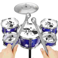 Drum Set for Kids Jazz Drum Kit for Toddler Drum Set with Stool Percussion Musical Instruments Drum Set Toys