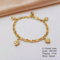 ScF Collection  GELANG TANGAN ANAK LAPIS EMAS MOTIF GEPENG MAINAN LOVE
