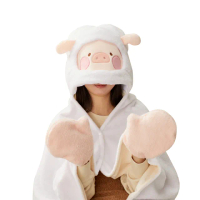 【TOYZEROPLUS】罐頭豬LuLu 變裝系列 - 連帽空調毯(豬熊/豬羊)