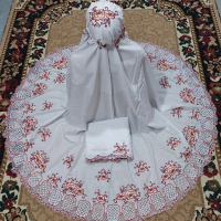 Mukena Kerancang Bordir Suji Bahan Katun Paris dan Katun Rubia Bintik